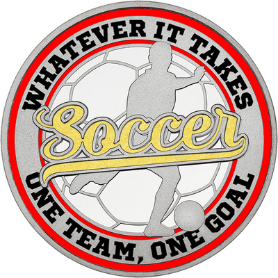 Gold "Soccer" with Red Outer Circular Borders